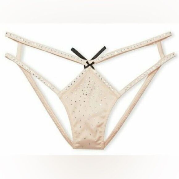 Victoria’s Secret Dream Angels Strappy Satin Shine Rhinestone Cheekini Panty - Picture 1 of 5
